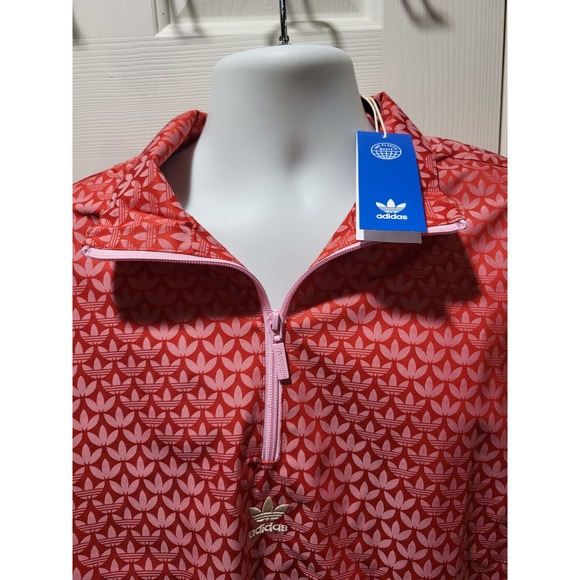 Adidas Adicolor Half Zip Windbreaker Red - Picture 2 of 5